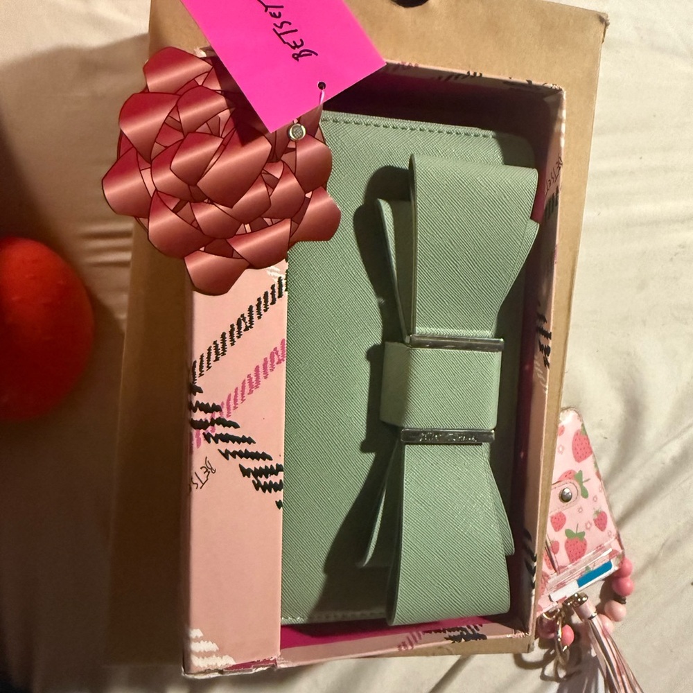 Betsey Johnson Mint Green Bow Clutch